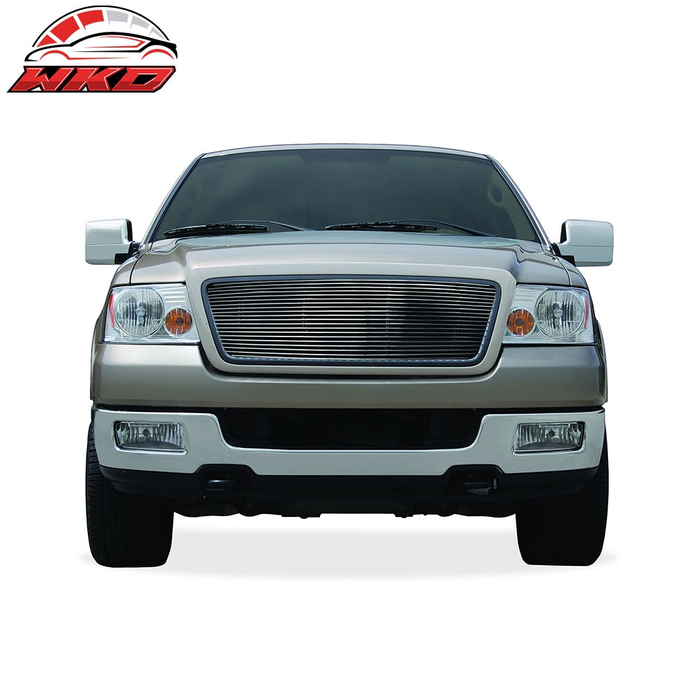 Fits 04-08 Ford F-150 Horizontal Overlay Style Front Grille Polished Silver