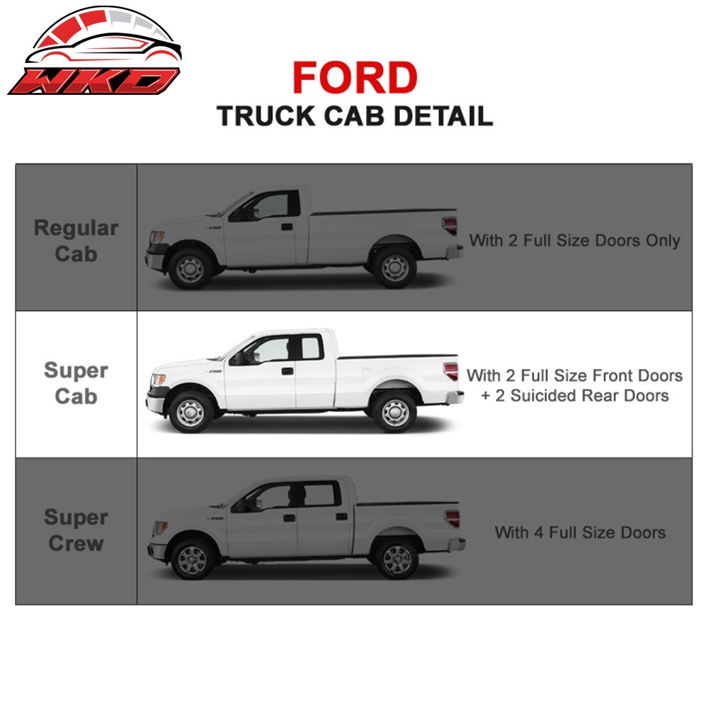Fits 04-08 Ford F150 Super Cab 4 Inch Black Oval Curved Nerf Bars Running Boards