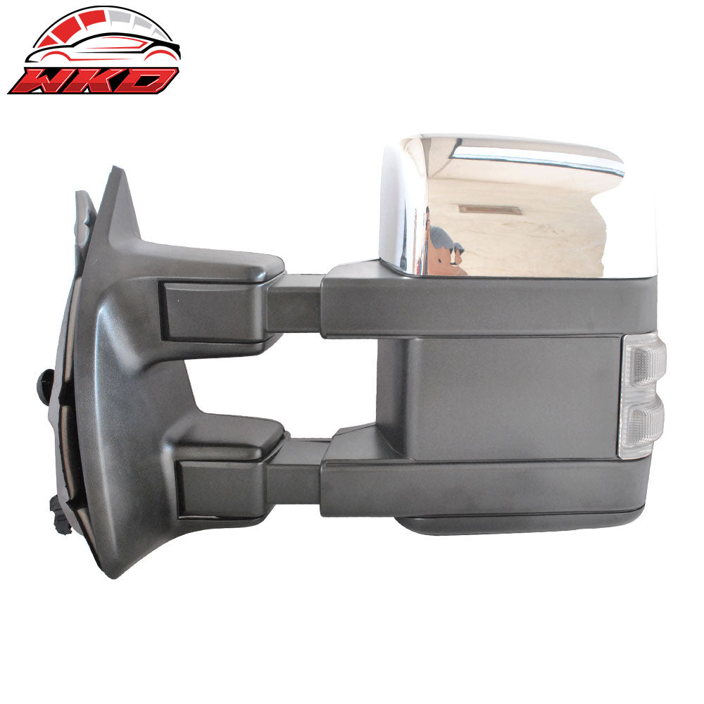 Fits 99-15 F250-F550 Superduty Side Towing Mirror Manual Signal Light Chrome 2PC