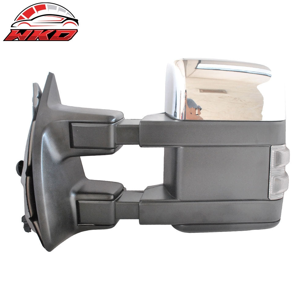Fits 99-15 F250-F550 Superduty Side Towing Mirror Manual Signal Light Chrome 2PC
