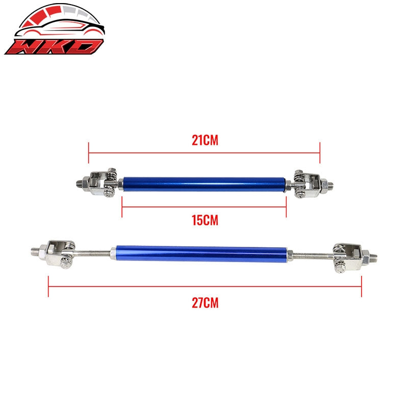 For 24-26 Ford Mustang Ecoboost> IKON Front Bumper Splitter w/ Blue Strut Rods