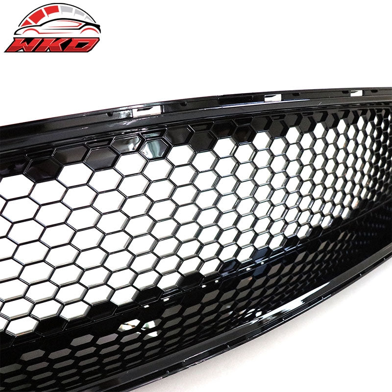 Fits 18-23 Ford Mustang Honeycomb Front Bumper Upper Grille Gloss Black ABS