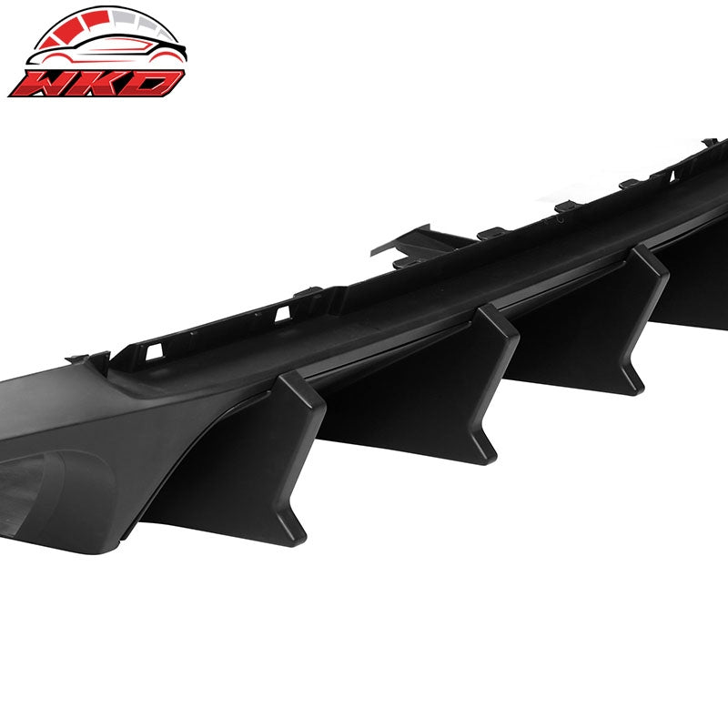 Fits 13-14 Ford Mustang GT500 Matte Black PP Rear Diffuser Lip W/ V4 Style Fin