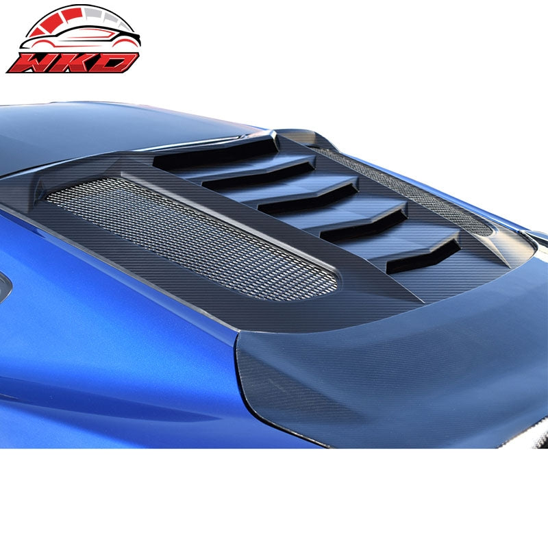 Fits 15-24 Ford Mustang Rear Window Louver Sun Shade Cover - Carbon Fiber Print