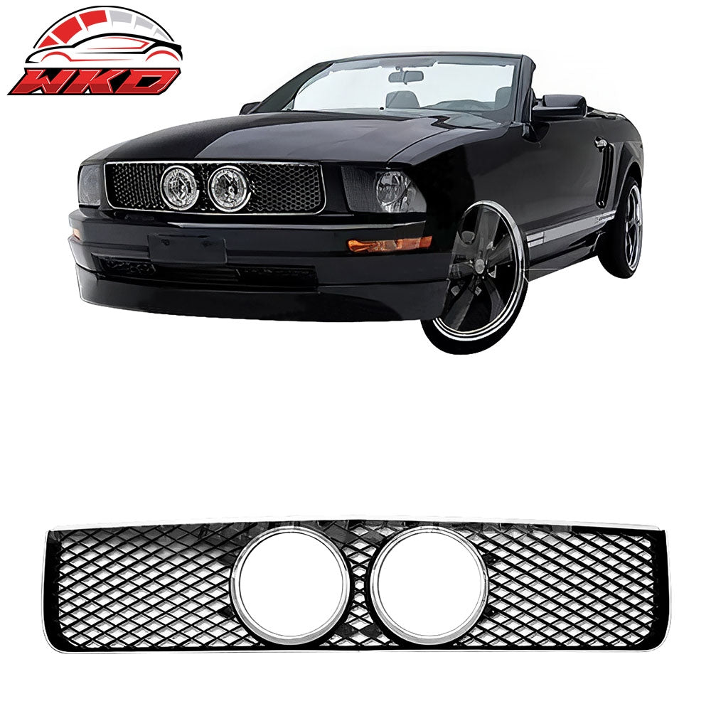 Fits 2005-2009 Ford Mustang GT Front Bumper Upper Mesh Grille Grill ABS Black