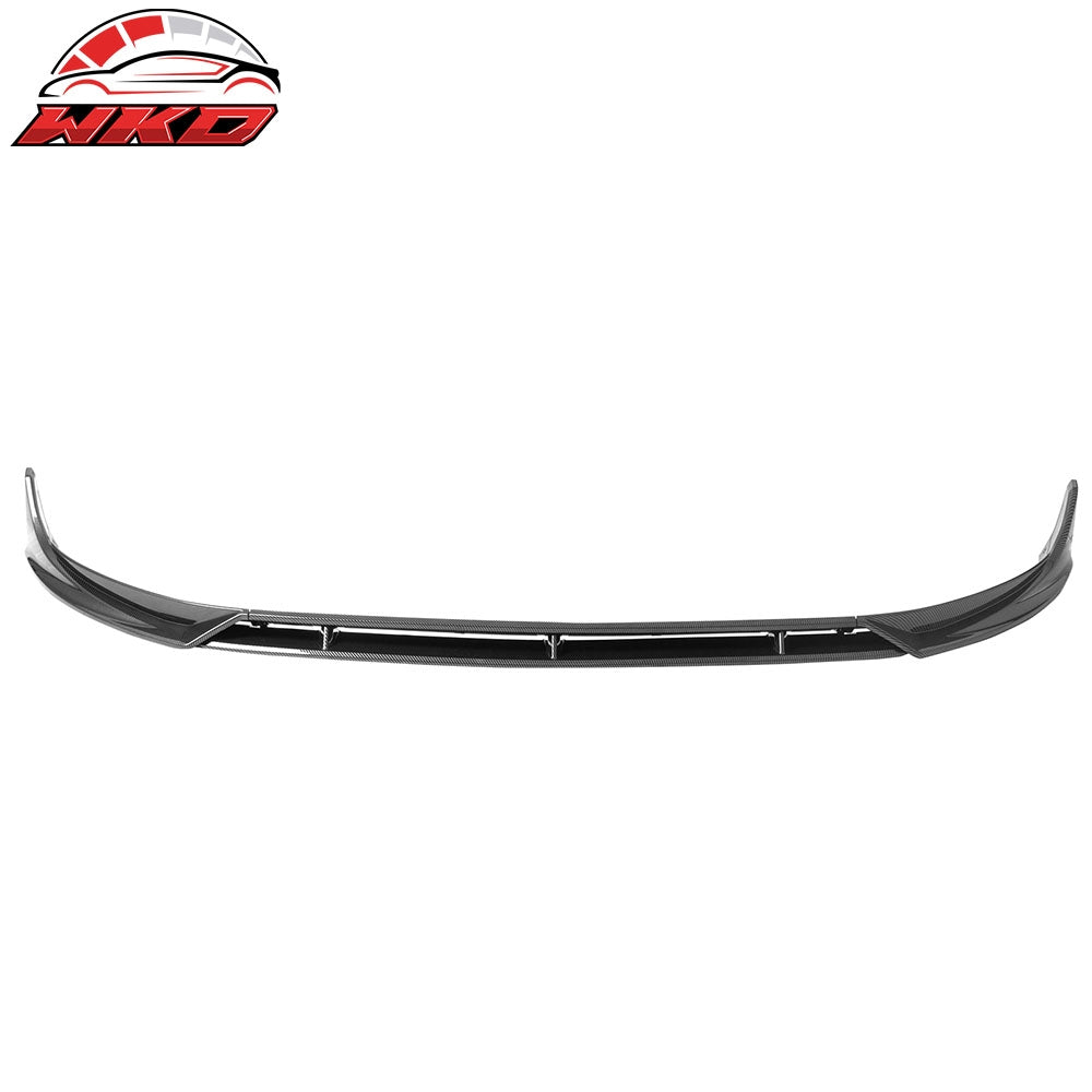 Fits 25-26 Tesla Model Y Juniper Front Bumper Lip 4PC Carbon Fiber Print Spoiler