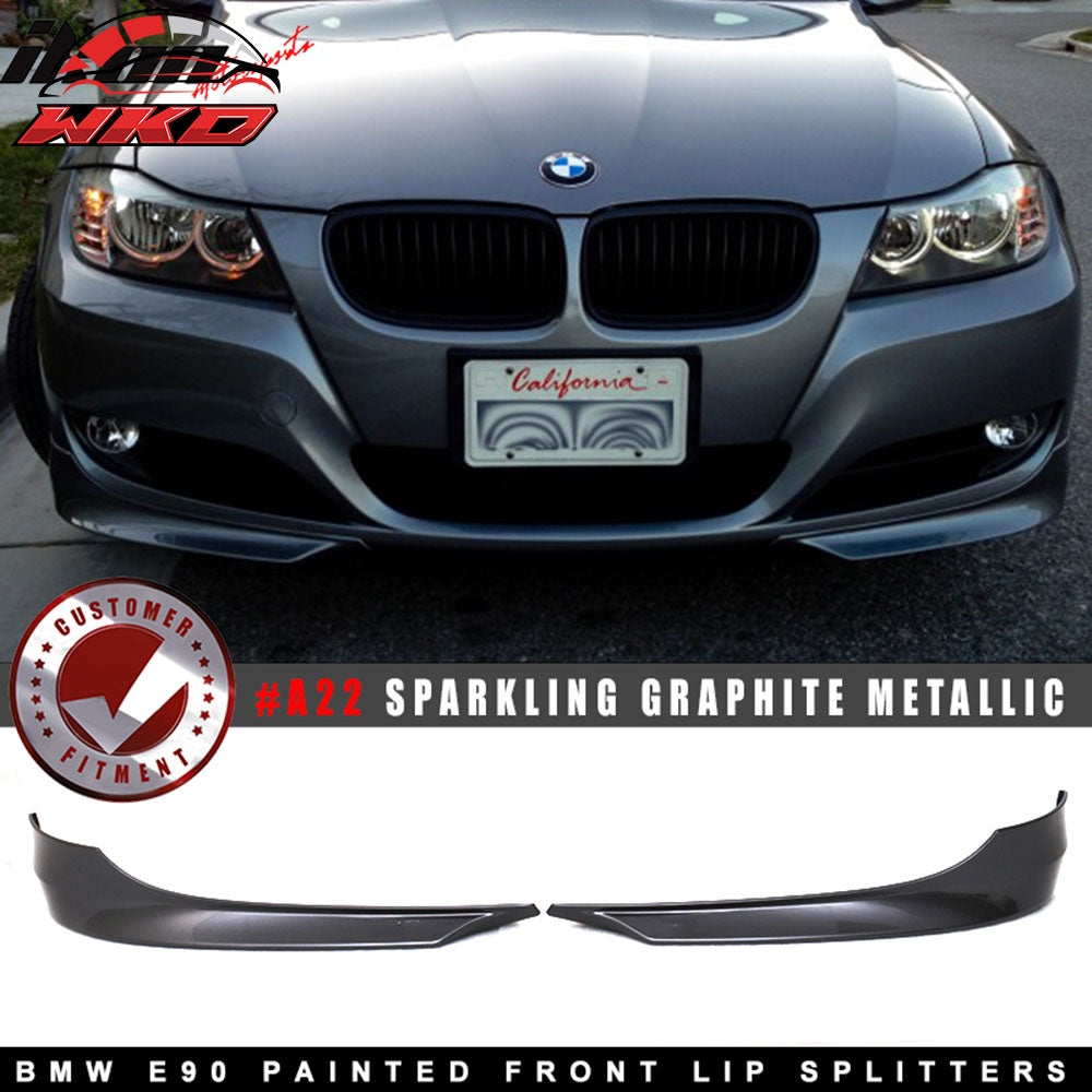 Fits 09-12 BMW E90 3-Series OE Style Front Bumper Lip Splitters OE Painted Color