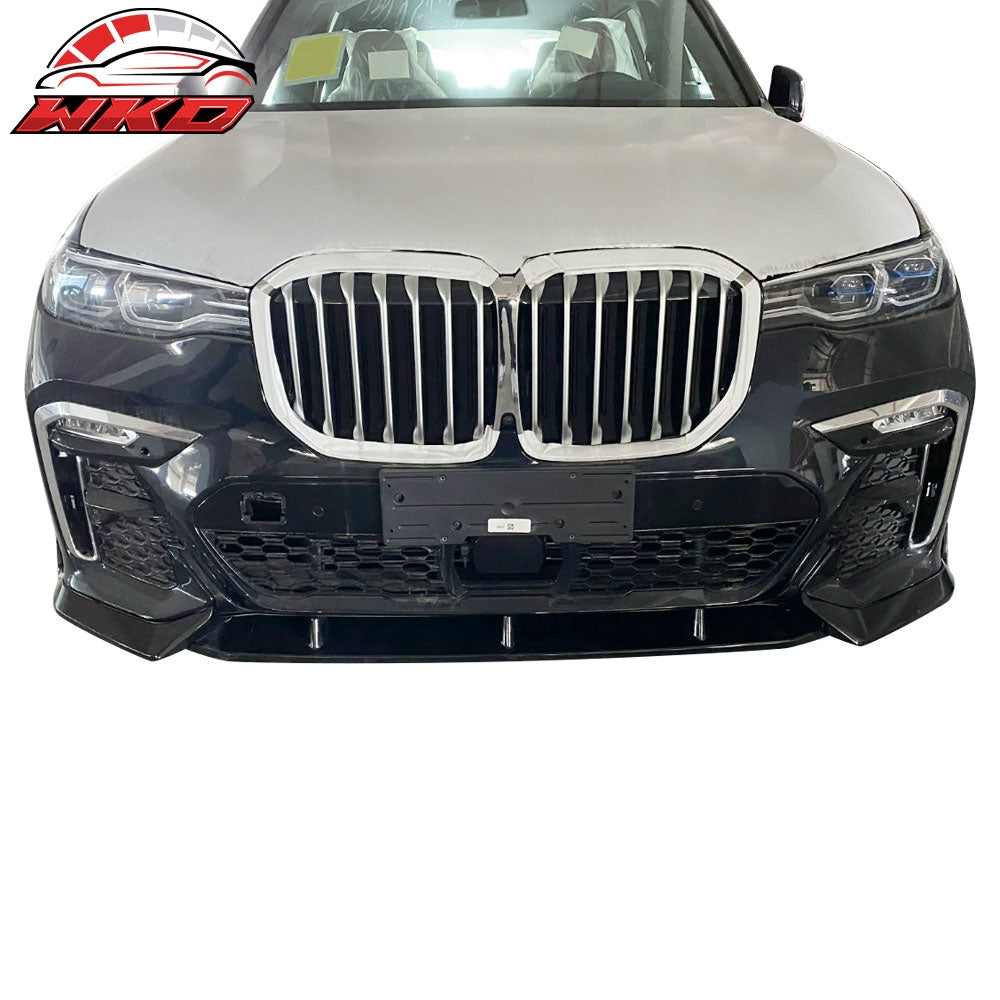 Fits 19-22 BMW G07 X7 M Sport Gloss Black Front Bumper Lip Spoiler Splitter 3PCS