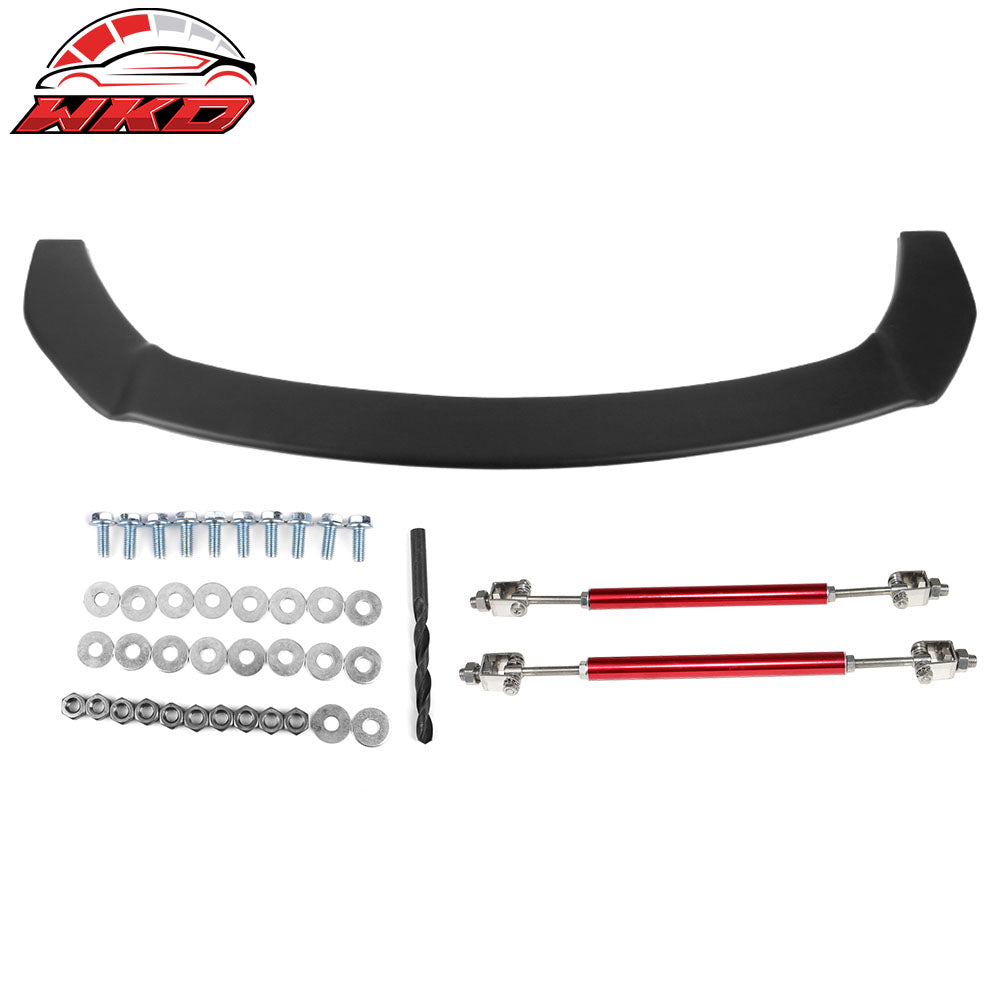 Fits 18-19 Toyota C-HR CHR Matte BlacK PP Front Bumper Lip + 2PCS Strut Rod Bar