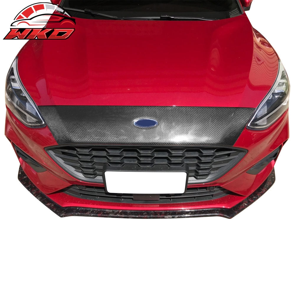 Fits 18-20 Ford Focus Hatchback Carbon Fiber CF Front Upper Grille Molding Trim