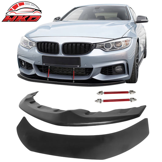 Fits 14-20 BMW 4-Series M Sport MX Style Front Lip + Splitter w/ Red Strut Rod
