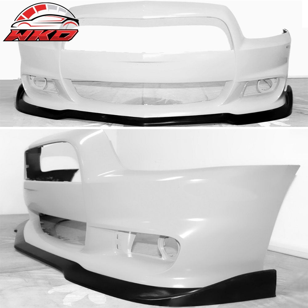 Fits 12-14 Dodge Charger SRT IKON Style Front Bumper Lip Spoiler Unpainted PU