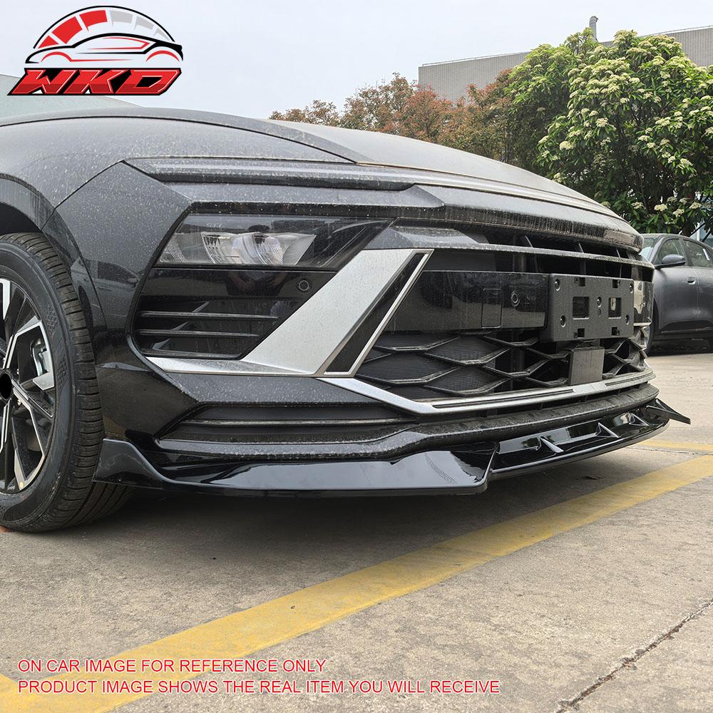 Fits 24-25 Hyundai Sonata IKON V1 Style 3PCS Front Bumper Lip Chin Matte Black