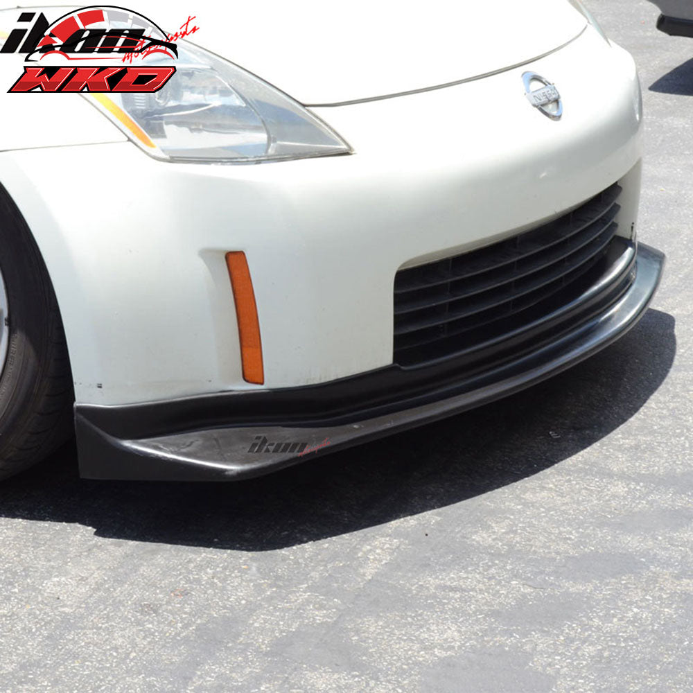 Fits 03-05 Nissan 350Z NS N Style Unpainted Black Front Bumper Lip Spoiler PU