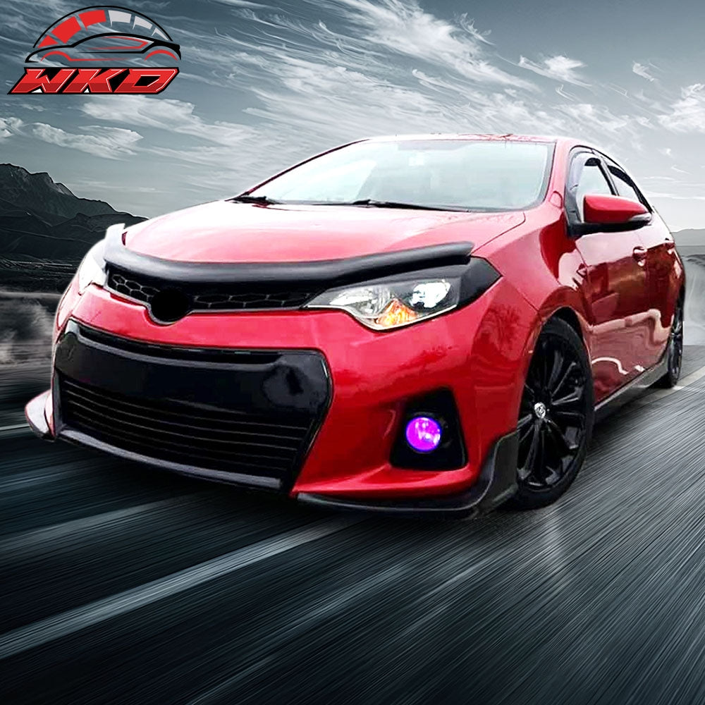 Fits 14-16 Toyota Corolla S Only Front Bumper Lip Spoiler Splitter Side Apron PU