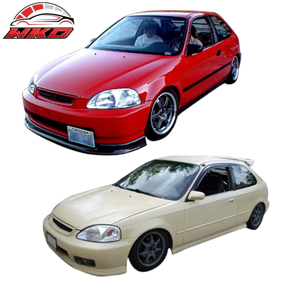 Fits 96-98 Honda Civic Hatchback Front Bumper Lip Spoiler PP + 2PC Window Visors