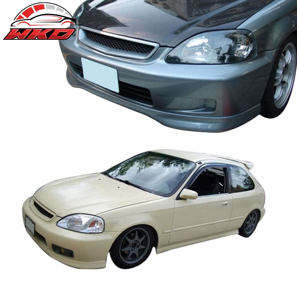 Fits Honda Civic 99-00 EK 3D PP PP Front Bumper Lip Spoiler + Sun Window Visor