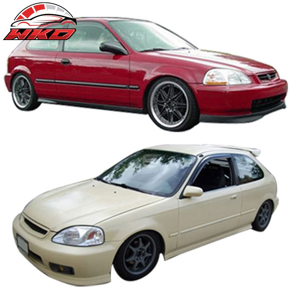 Fits 96-98 Honda Civic Hatchback TR Style Front Bumper Lip PP + 2PC Window Visor