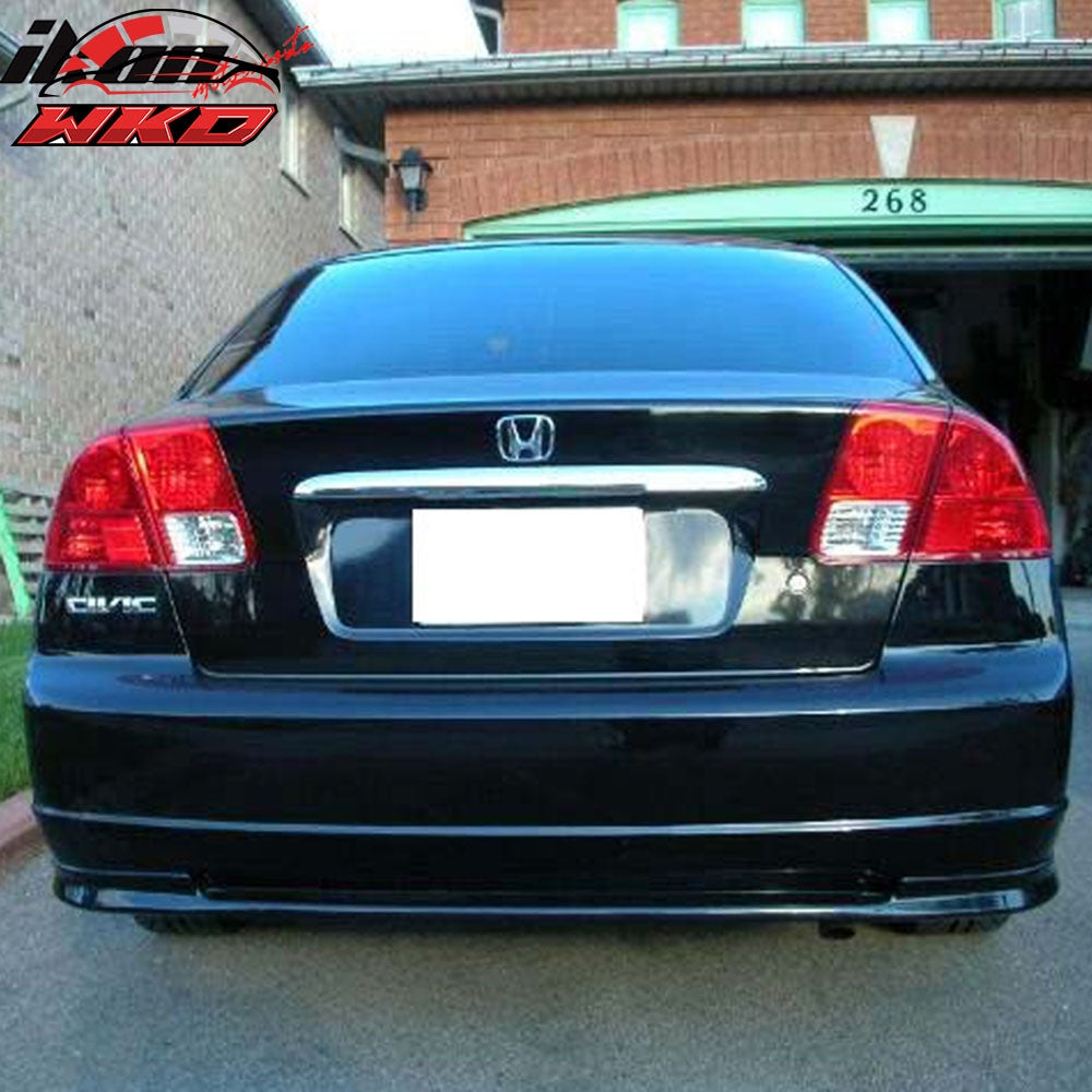 Fits 01-03 Honda Civic 4DR TR Style Front Bumper Lip Spoiler + Rear Diffuser Kit