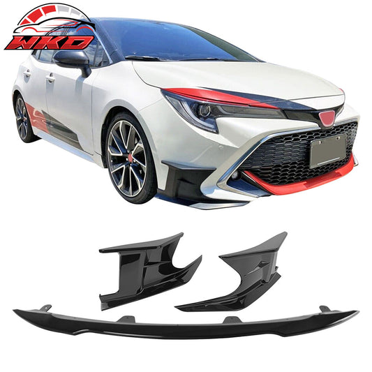 Fits 23-25 Toyota Corolla 5-Door 2PC Side Canards + Front Bumper Lip Gloss Black