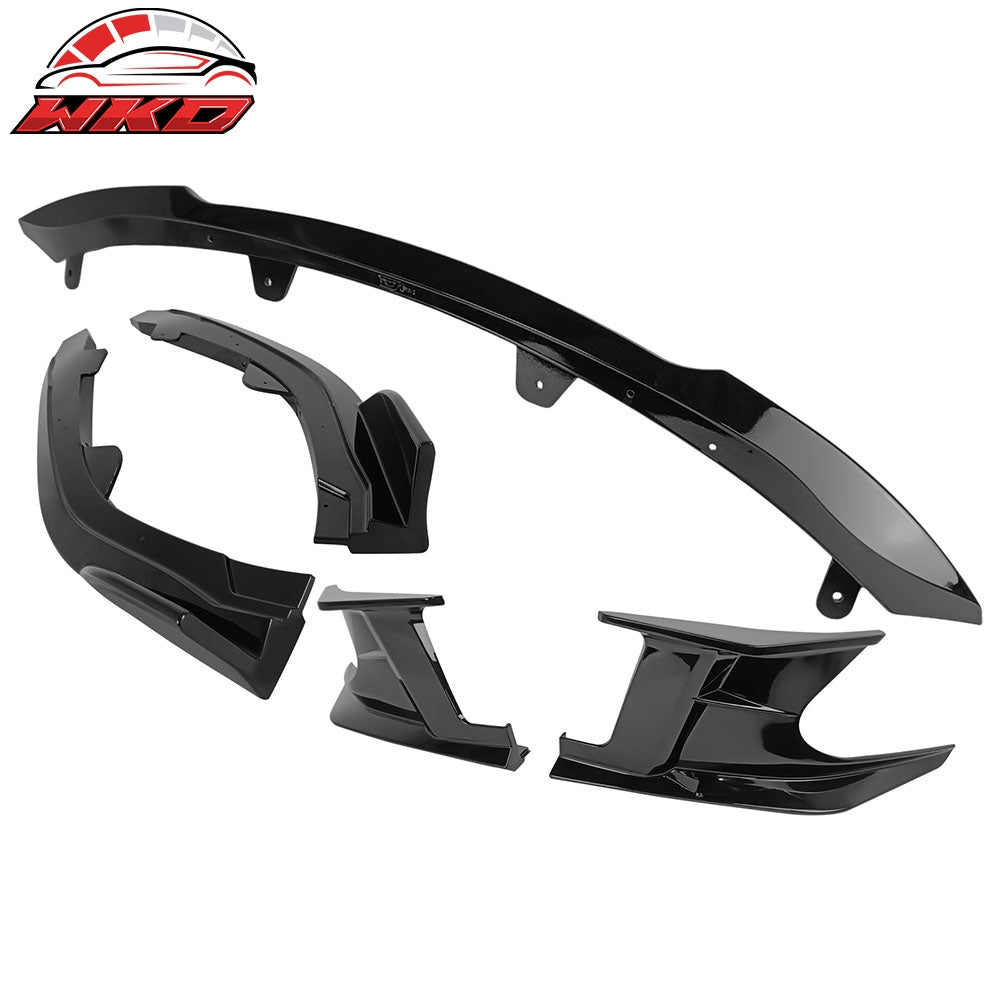 Fits 19-22 Toyota Corolla 3PCS Front Bumper Lip + 2PCS Side Canards Gloss Black