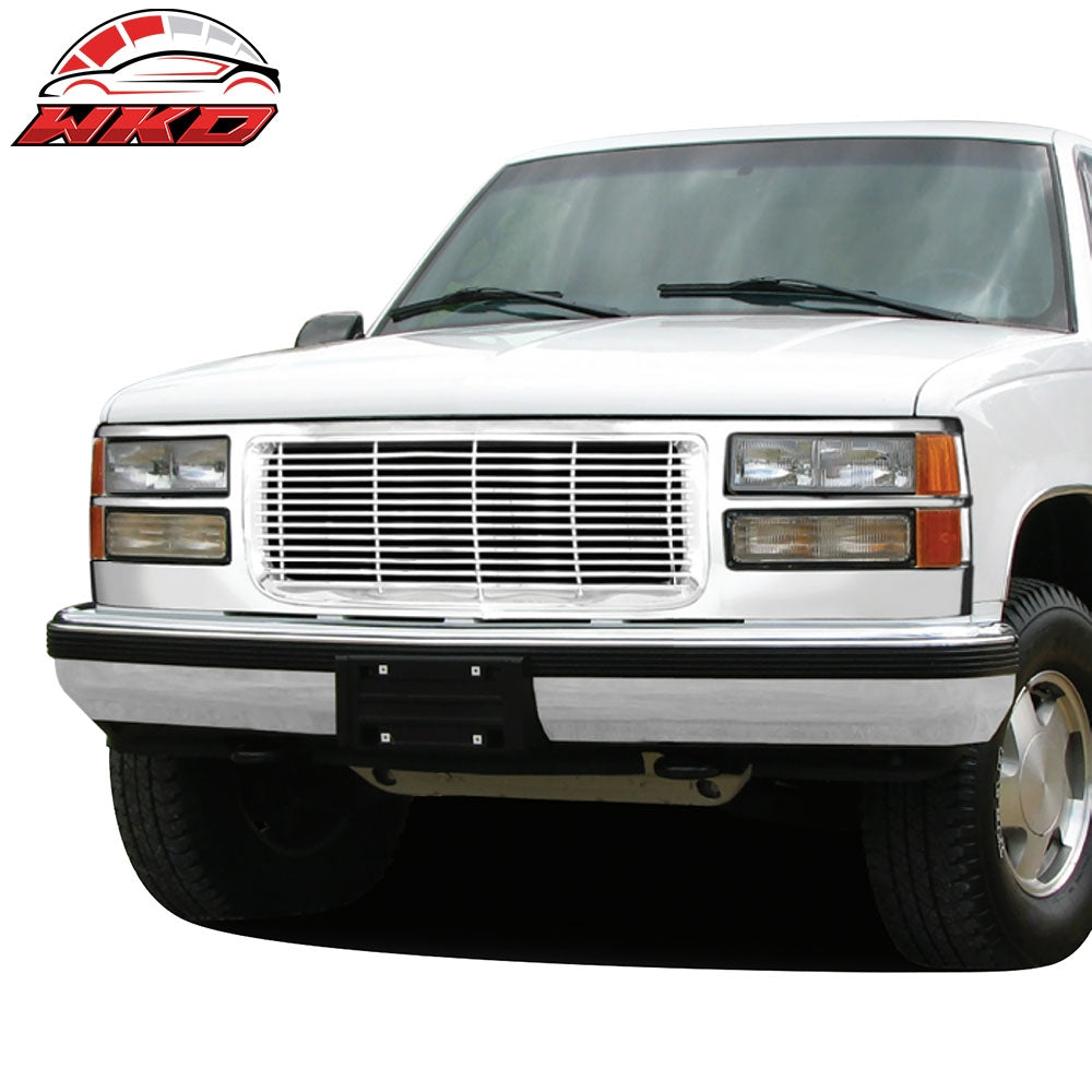 Fits 94-01 GMC C1500 C2500 C3500 Yukon Billet Chrome ABS Front Mesh Grille Cover