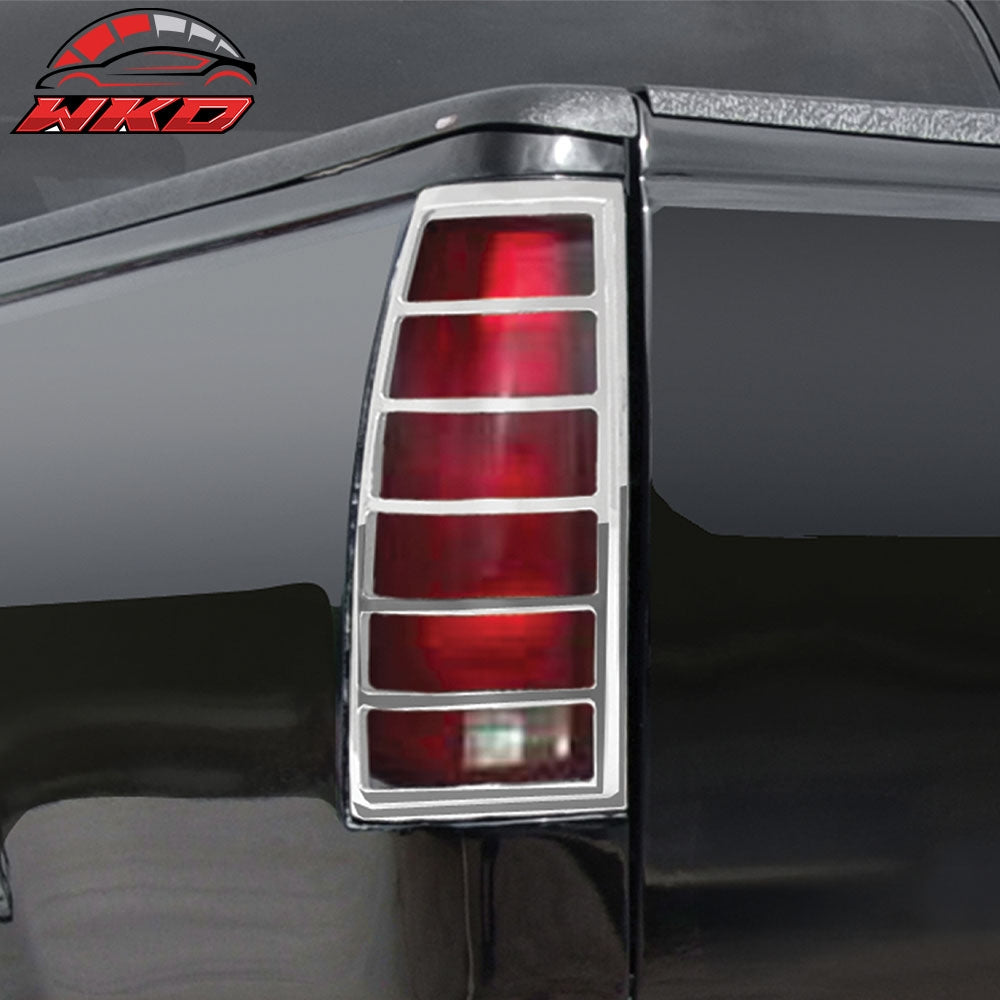 Fits 88-98 GMC C1500 & K1500 2PCS Rear Tail Light Lamp Bezel Cover Trim Chrome
