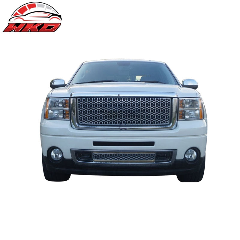 Fits 07-13 GMC Sierra 1500 Front Upper Grille Guard Mesh Hood Grill Cover Chrome