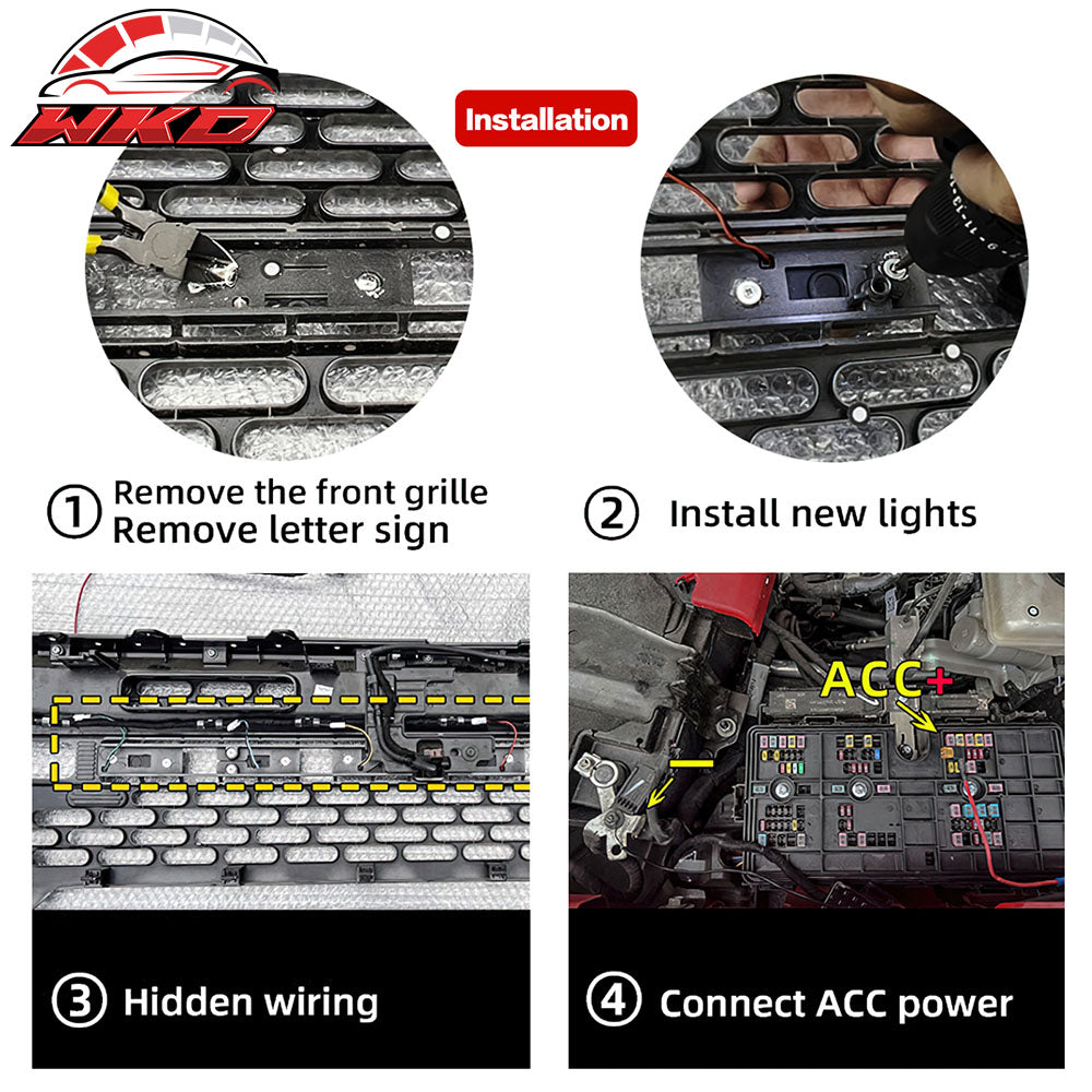 Fits 21-25 Ford Bronco 2/4 Door Black Front Grille Light Strip LED Dynamic Lamps