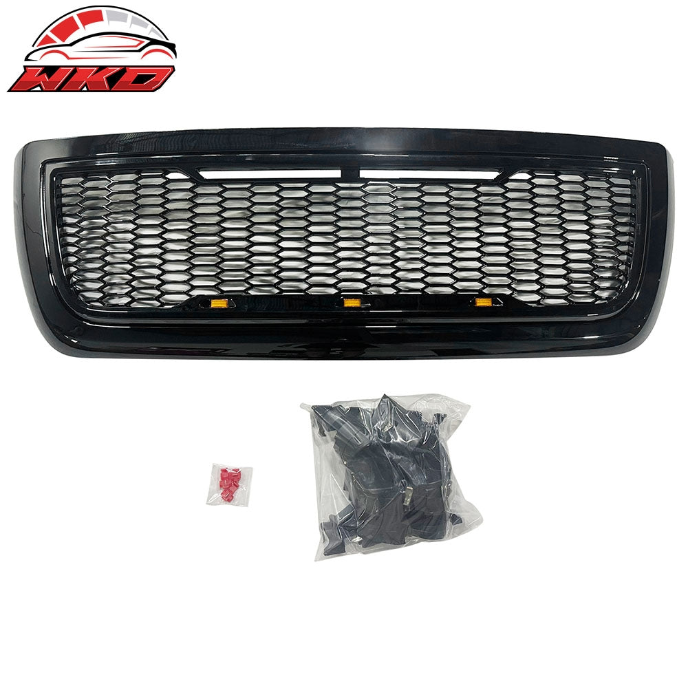 Fits 10-18 Dodge Ram 2500 Raptor Inspired Style Grille Gloss Black w/ Amber LED