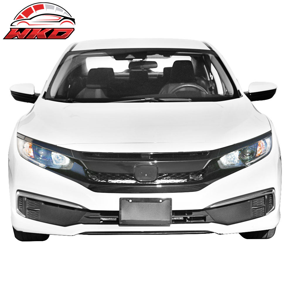 Fits 19-21 Honda Civic T-R Style Gloss Black Front Grille W/ 2PC Eyebrows