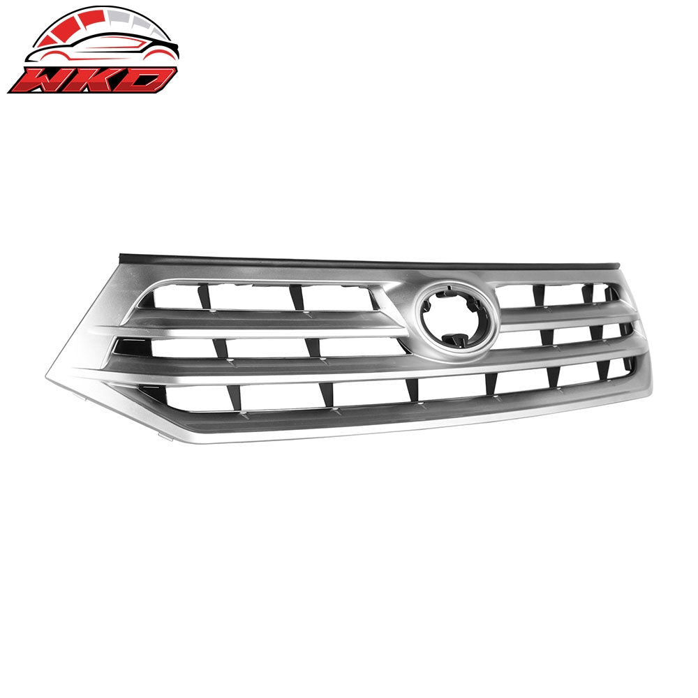 Fits 11-13 Toyota Highlander OE Style Front Bumper Upper Grille Cover Silver ABS