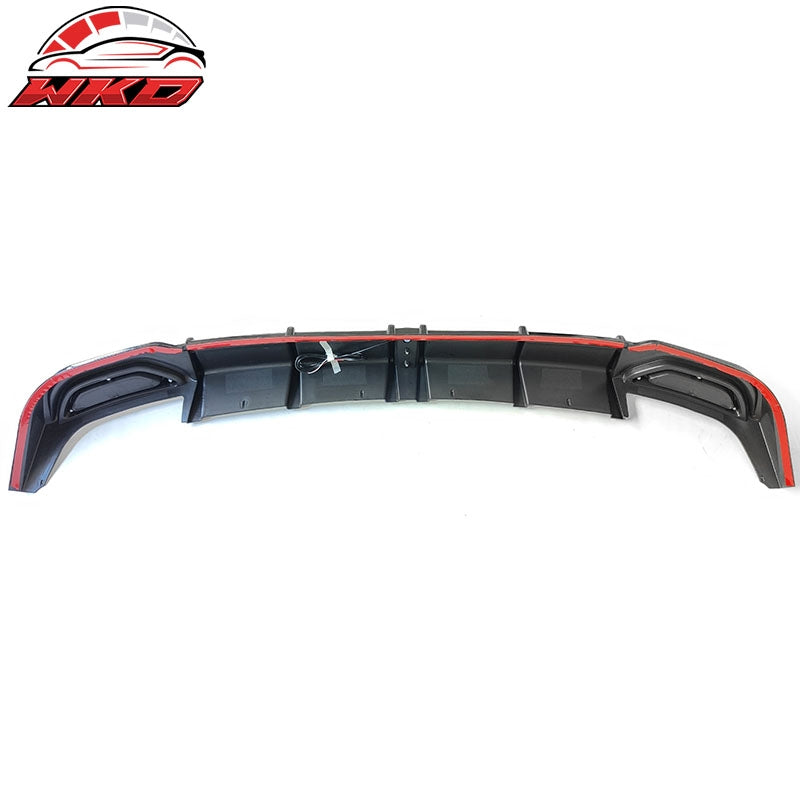 Fits 18-22 Honda Accord Hybrid LED Rear Bumper Lip Diffuser Spoiler Gloss Black