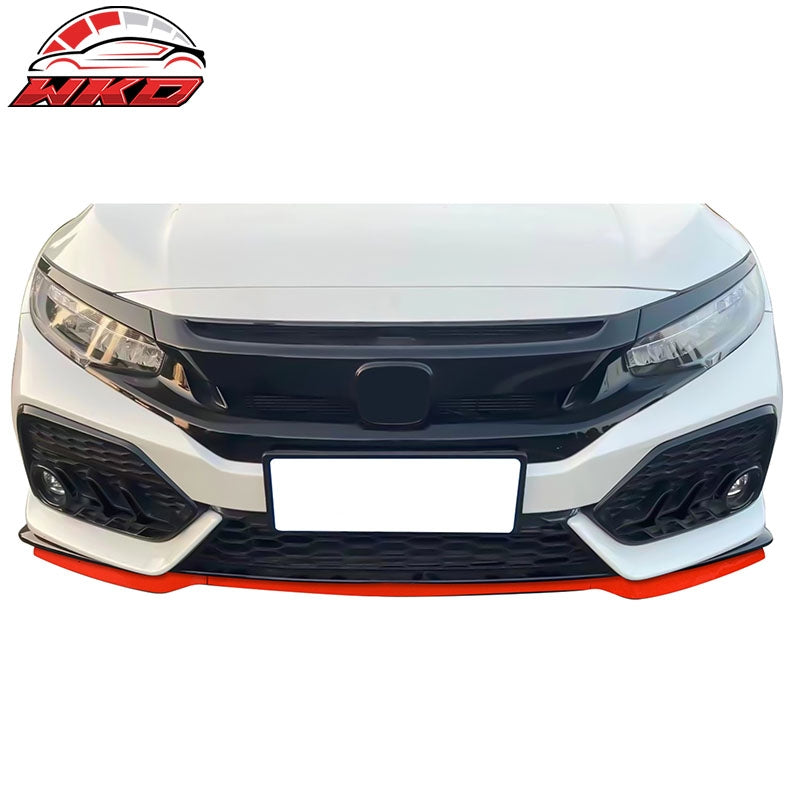 Fits 17-21 Honda Civic Hatchback & Si HFP Style Front Bumper Lip Spoiler PP 3PCS