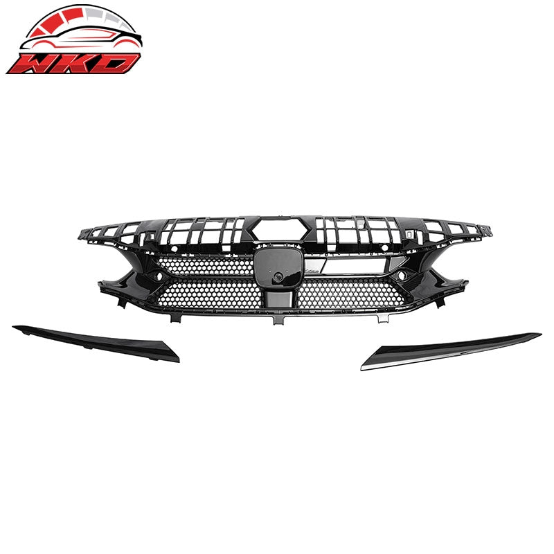 Fits 22-24 Honda Civic Hatchback & Si Varis Style Front Upper Grille Gloss Black