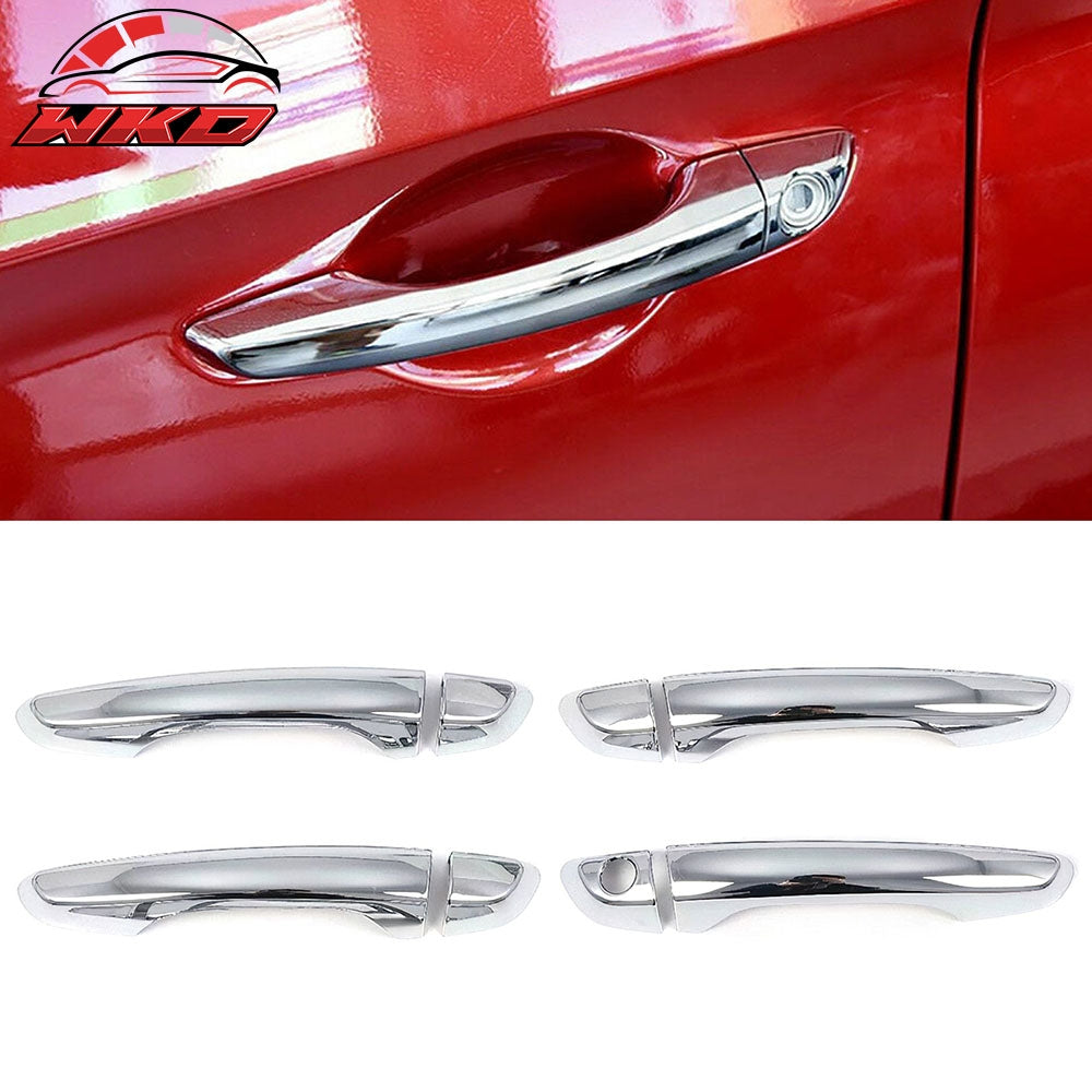 Fits 18-22 Hyundai Accent 8PCS Front Rear Door Handle Cover W/1-Keyhole Chrome