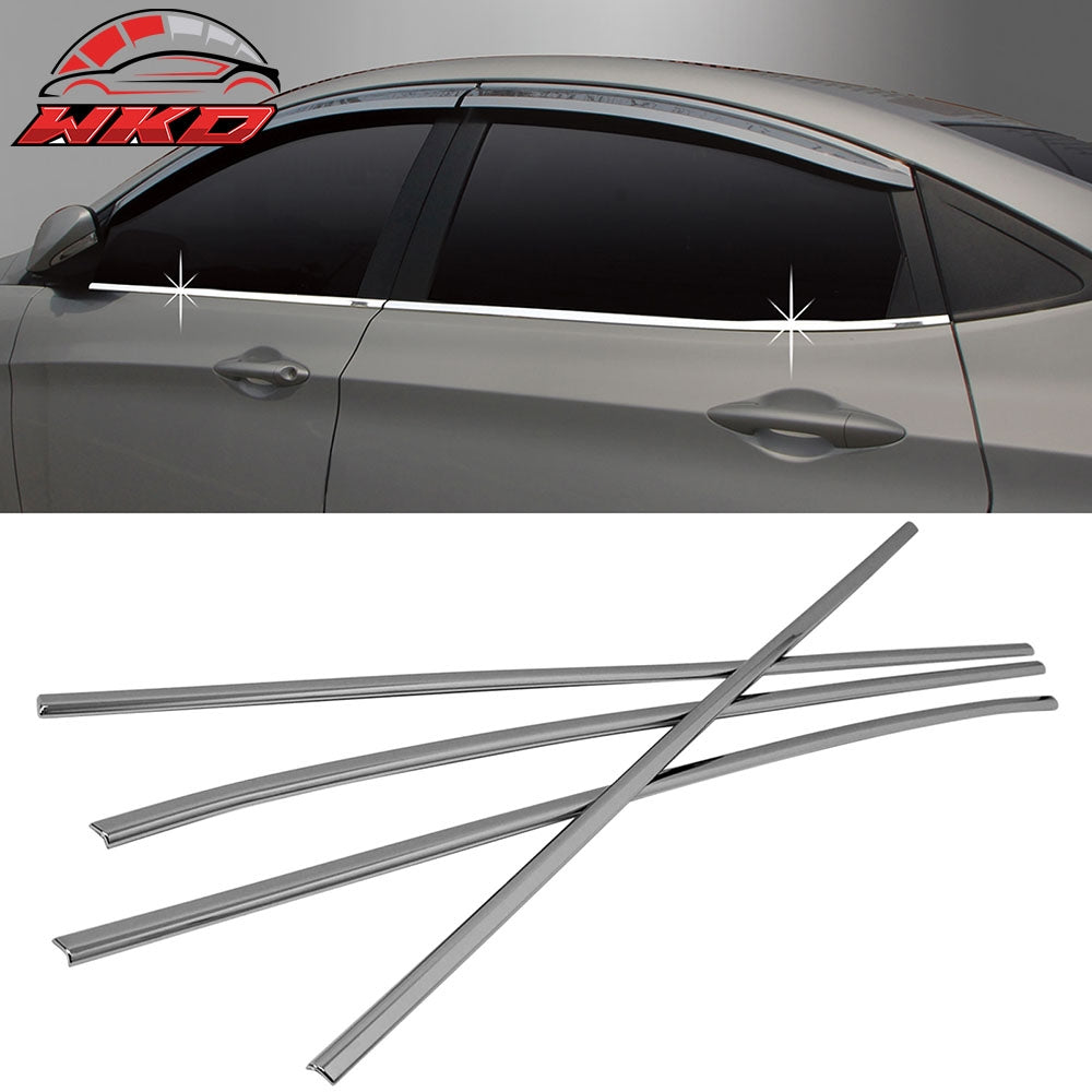 Fits 11-15 Hyundai Accent 4PC LH RH Car Outer Window Molding Trim Sill Seal Belt