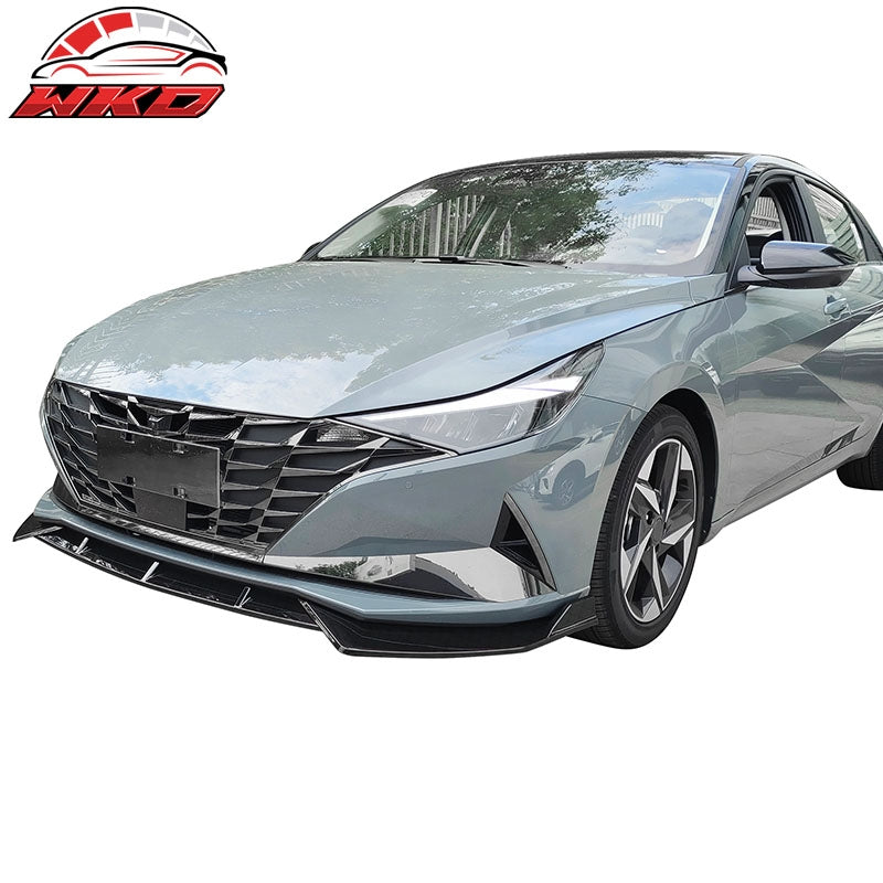 Fits 21-23 Hyundai Elantra 4DR Sedan Carbon Fiber Print 3PC Front Bumper Lip PP