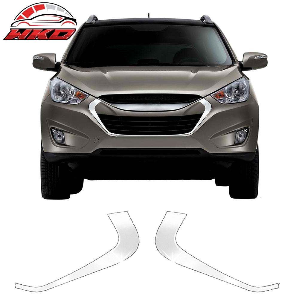 Fits 10-12 Hyundai Tucson ABS Chrome Front Bumper Side Mustache Grille Trim Pair