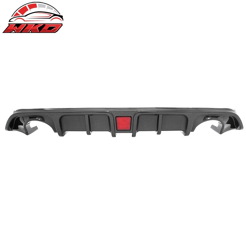 Fits 17-22 INFINITI Q60 LED Rear Bumper Diffuser Lip W/ 4-Fin Carbon Fiber Print