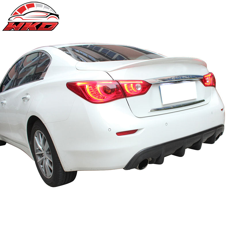 Fits 14-17 Infiniti Q50 S Style Rear Bumper Lip Diffuser Matte Carbon Fiber