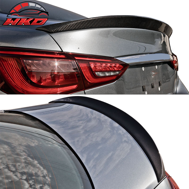 Fits 14-24 Infiniti Q50 ST Style Trunk Spoiler Wing - Matte Carbon Fiber