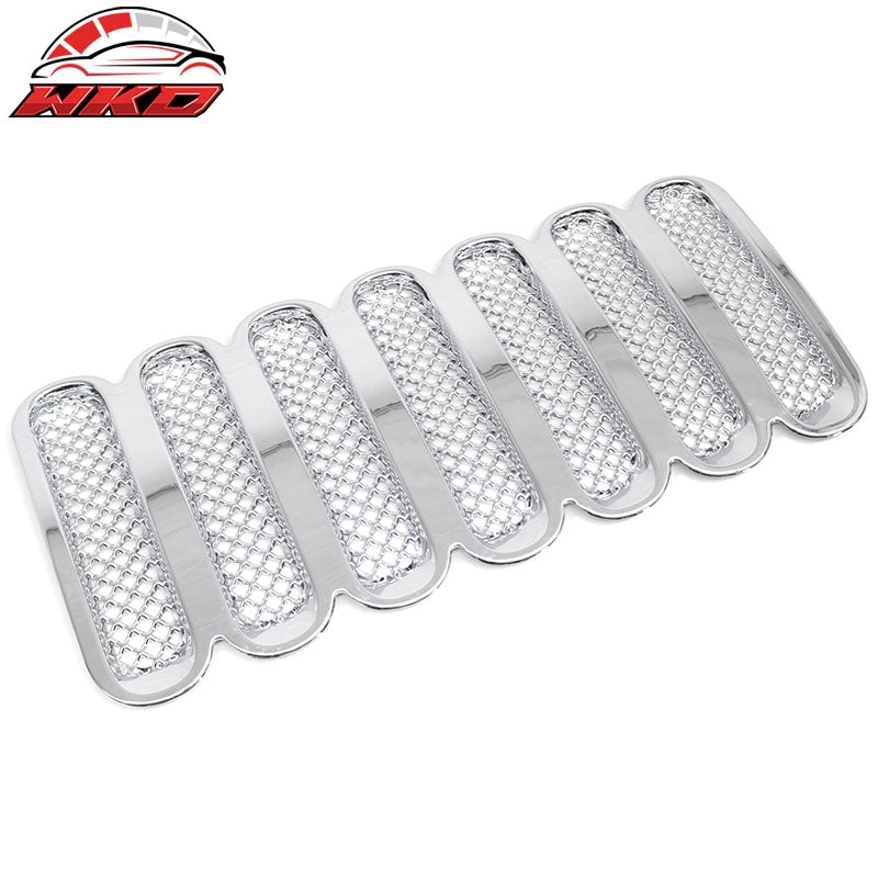 Fits 2007-2017 Jeep Wrangler & 18 Wrangler JK Front Grille Chrome ABS Mesh Style