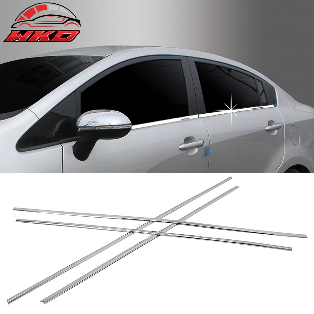 Fits 12-15 Kia Rio 4-Door 4PC LH RH Car Outer Window Molding Trim Sill Seal Belt