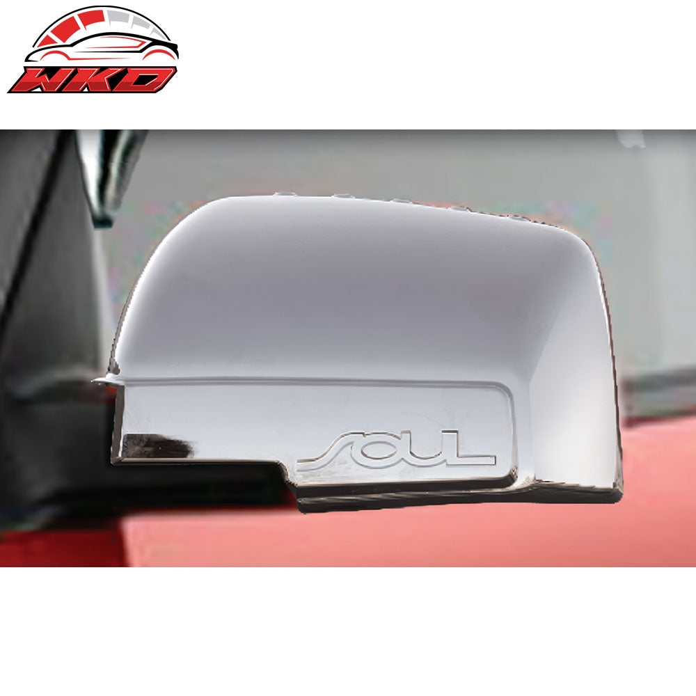Fits 10-13 Kia Soul 2PCS Side Mirror Cover Replacement W/SOUL Signature Chrome