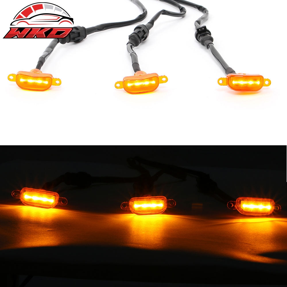Dodge Ram 1500 2500 3500 3PC Amber LED Front Grille Lights W/Wiring Harness | Wholesale - Wikond Auto