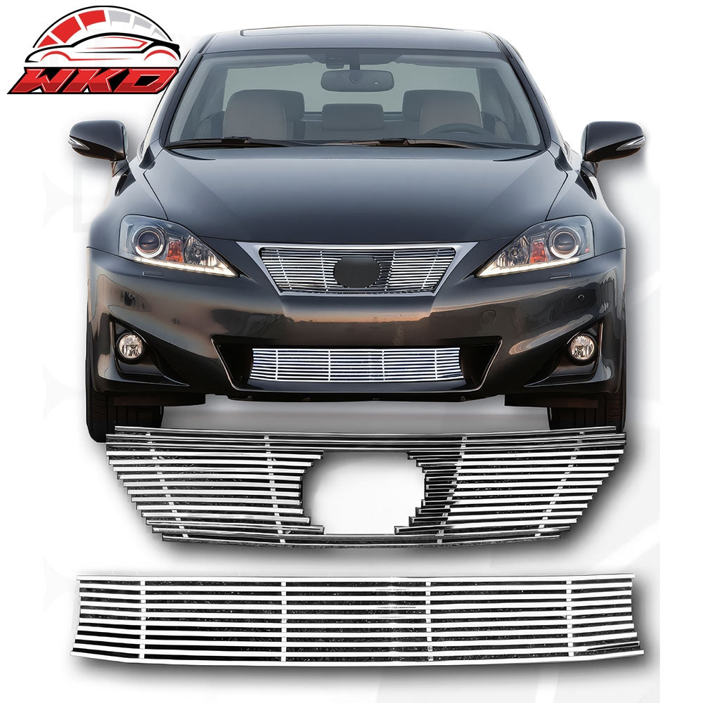 Fits 11-13 Lexus IS250 Sedan Billet Chrome Front Insert Grille Stainless Steel