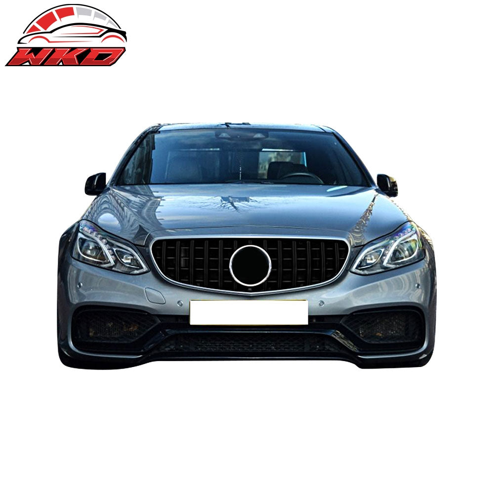 Fits 14-16 Mercedes Benz E-Class W212 AMG GT Style Gloss Black Upper Grille ABS