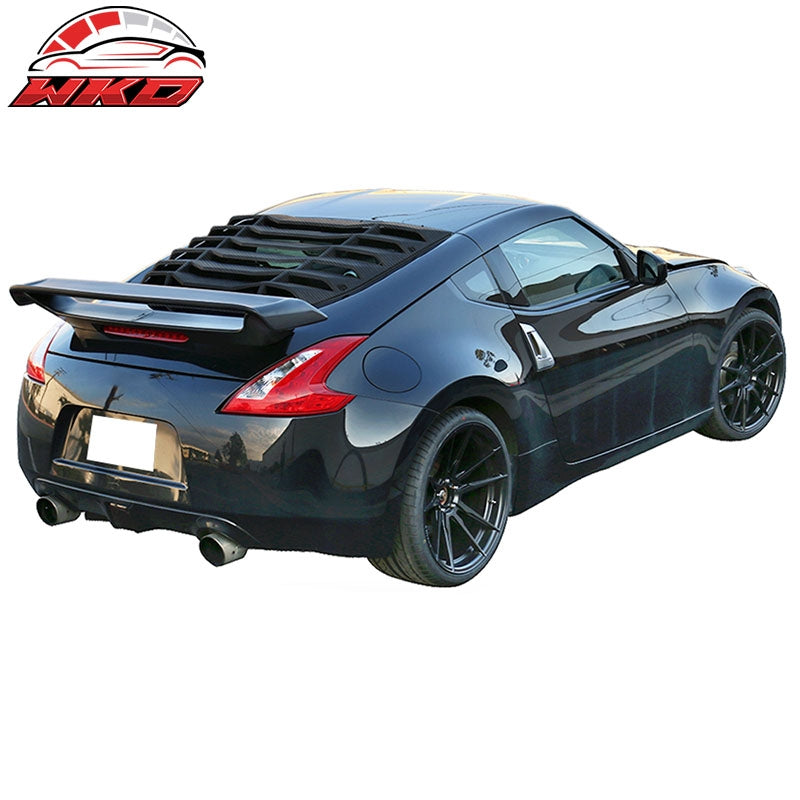 Fits 09-20 Nissan 370Z Coupe IKON Window Louver Shade Cover Carbon Fiber Print