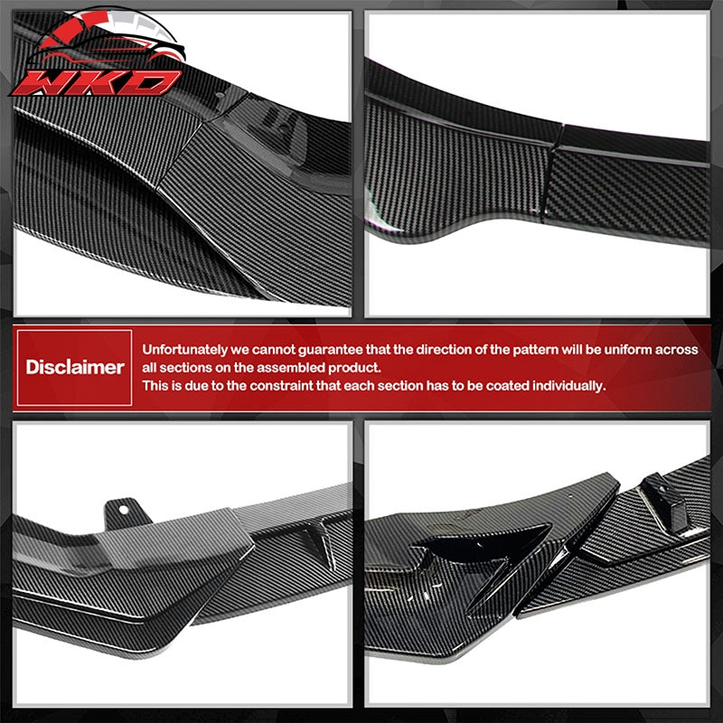 For 24-25 Nissan Sentra IKON Front Bumper Lip Spoiler PP Carbon Fiber Print 3PCS